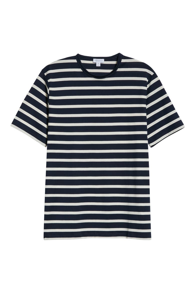 Stripe Crewneck T-Shirt, Alternate, color, NAVY/ ECRU BRETON STRIPE