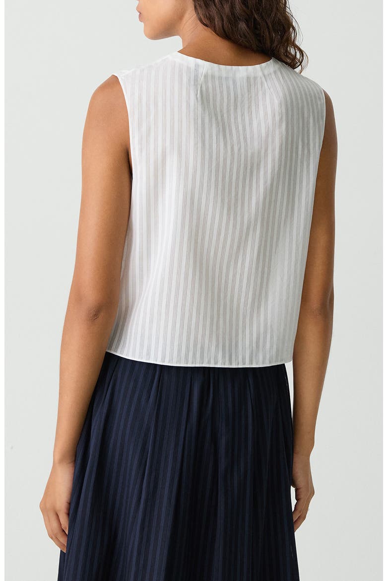 Stripe Sleeveless Crop Button-Up Shirt, Alternate, color, WHITE