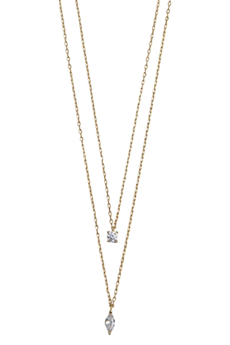 Layered 18K Gold Plate Sterling Silver Cubic Zirconia Pendant Necklace, Main, color, GOLD