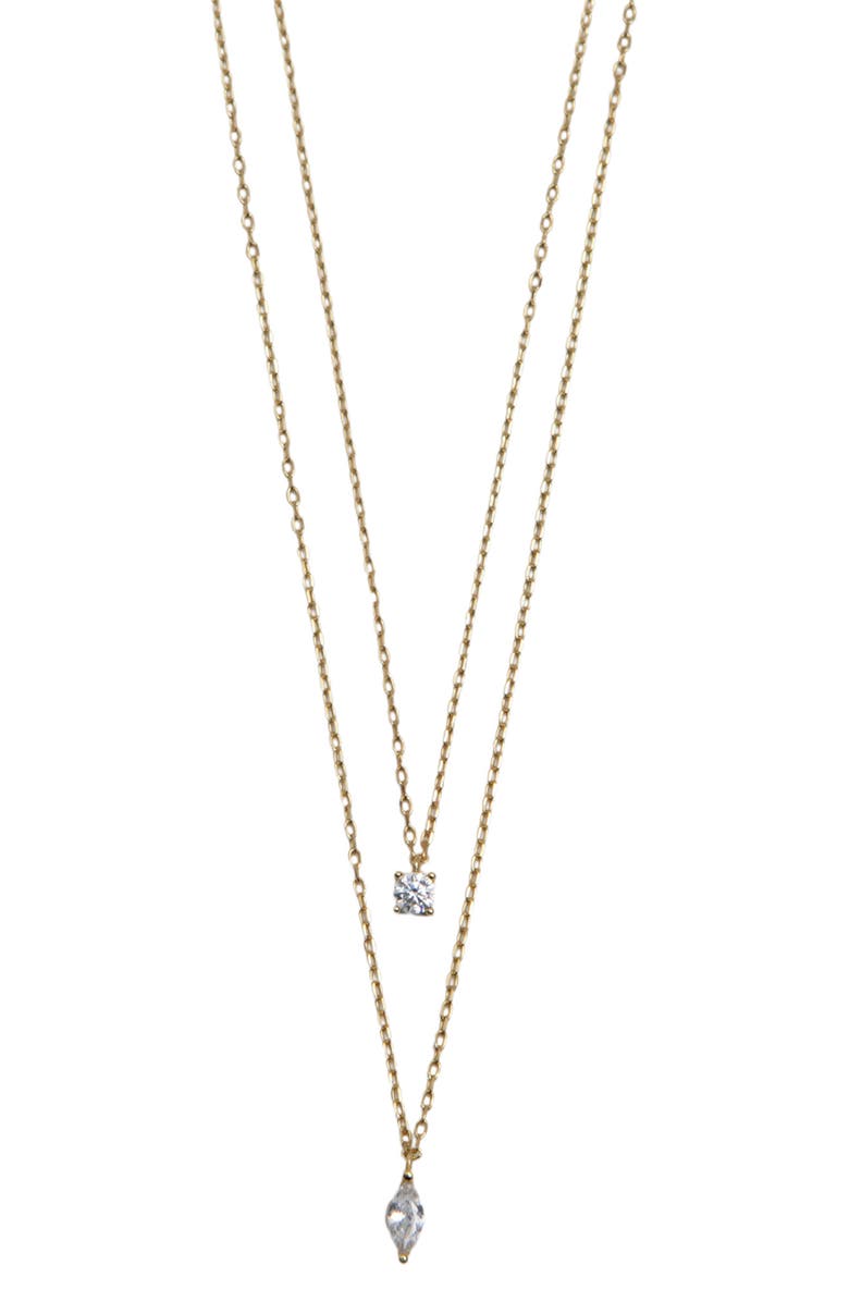 Argento Vivo Sterling Silver Layered 18K Gold Plate Sterling Silver Cubic Zirconia Pendant Necklace, Main, color, Gold