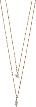 Argento Vivo Sterling Silver Layered 18K Gold Plate Sterling Silver Cubic Zirconia Pendant Necklace