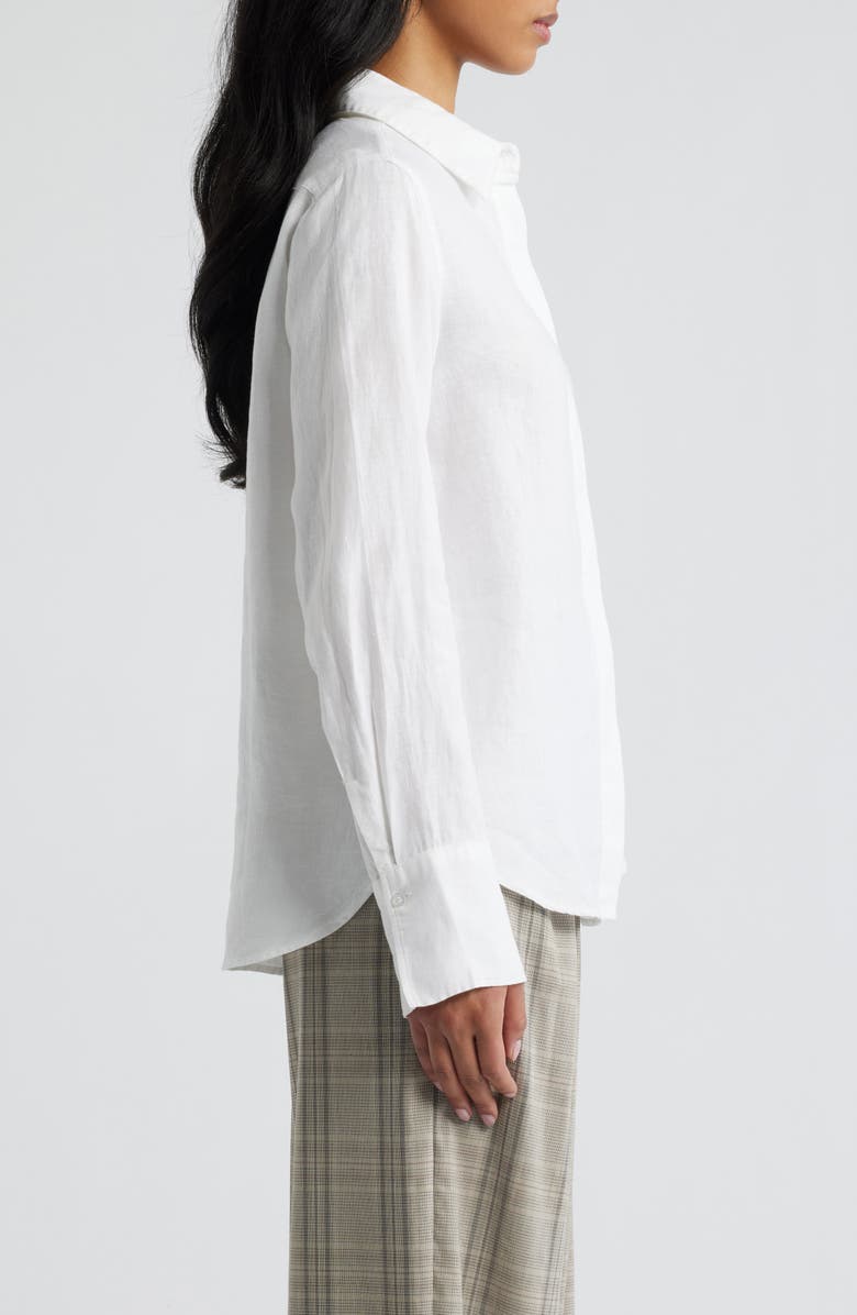 MANGO Samara Linen Button-Up Shirt, Alternate, color, White