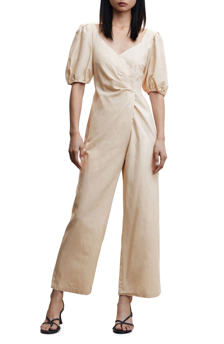 MANGO Puff Sleeve Jumpsuit, Main, color, 