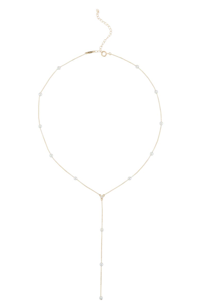 Mizuki Diamond & Pearl Station Necklace, Main, color, 