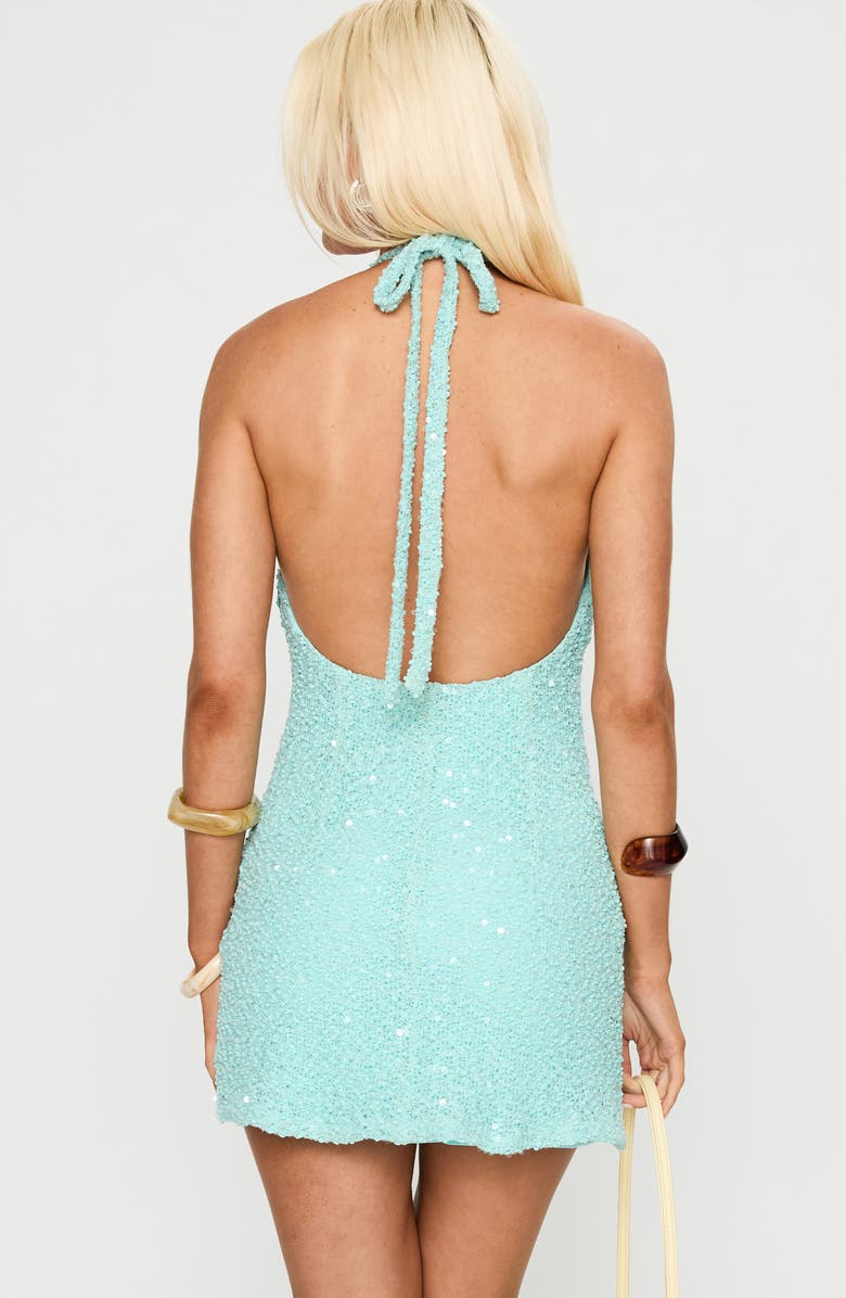 Princess Polly Natali Sequin Knit Halter Minidress, Alternate, color, Blue