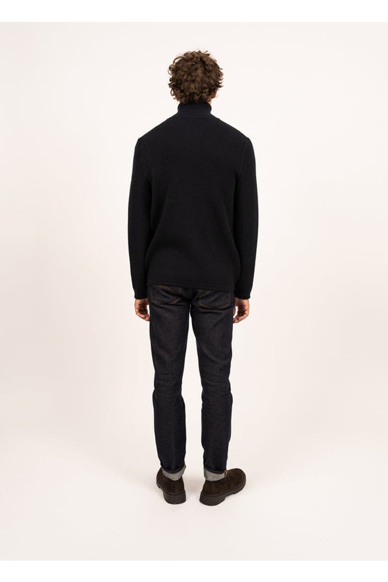 QUIBERON - High Collar Knit Jacket, Alternate, color, Navy
