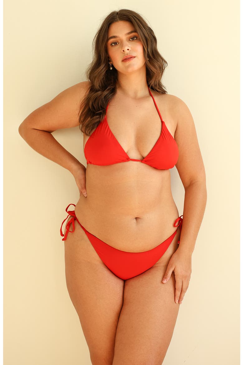 Palm Triangle Bikini Top, Alternate, color, Chili