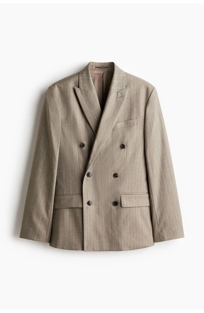 H&M Regular Fit Double-breasted Jacket, Main, color, Beige/Striped