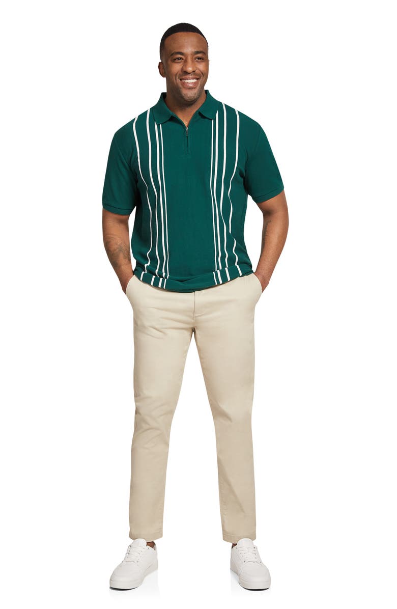 Johnny Bigg Oscar Vertical Stripe Cotton Quarter Zip Polo, Alternate, color,