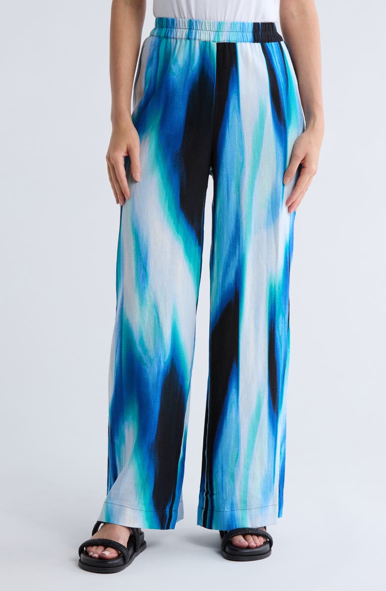 DKNY Linen Blend Pull-On Pants, Main, color, Caribbean