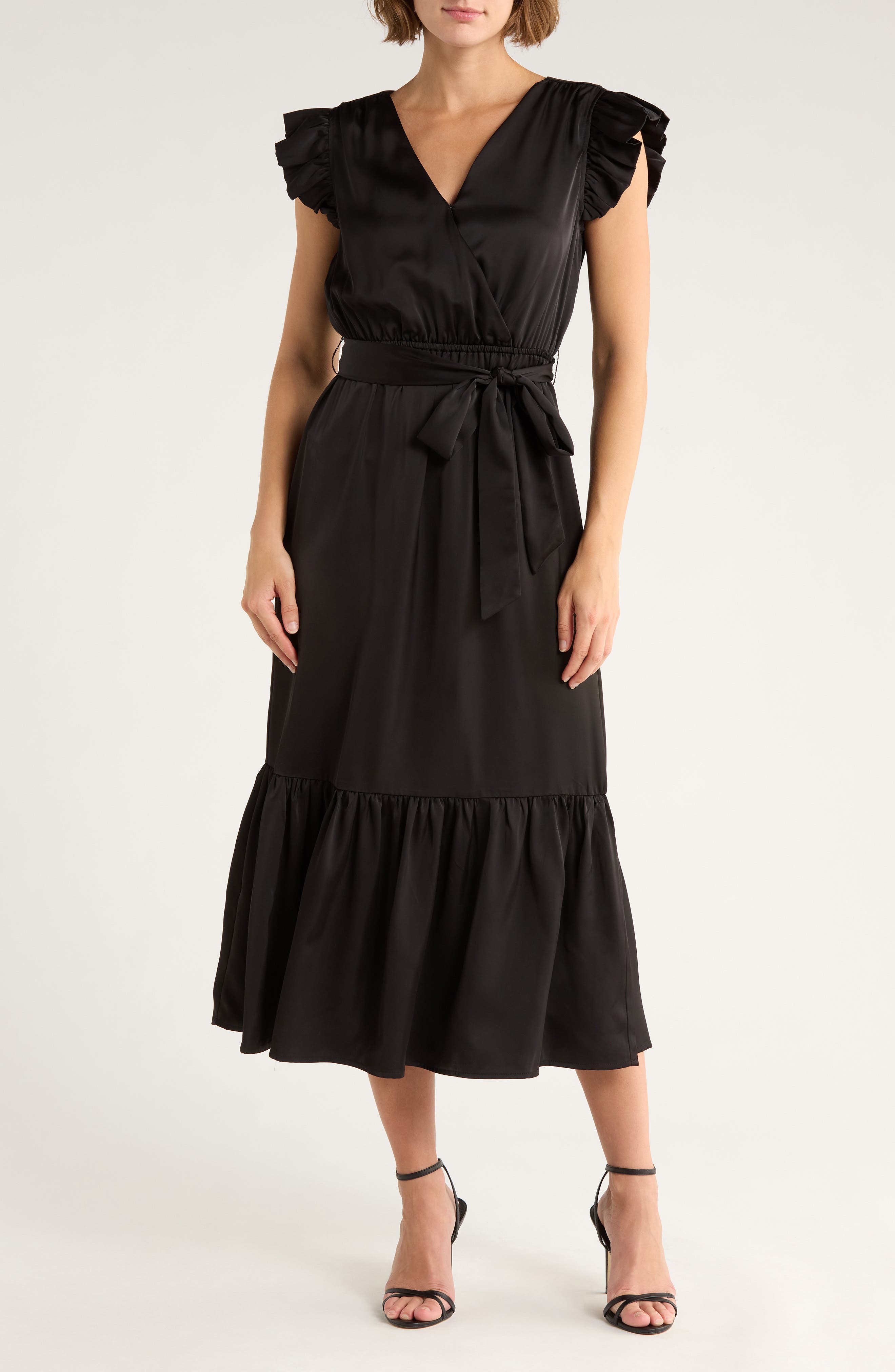 Sam Edelman Cap Sleeve Faux Wrap Maxi Dress