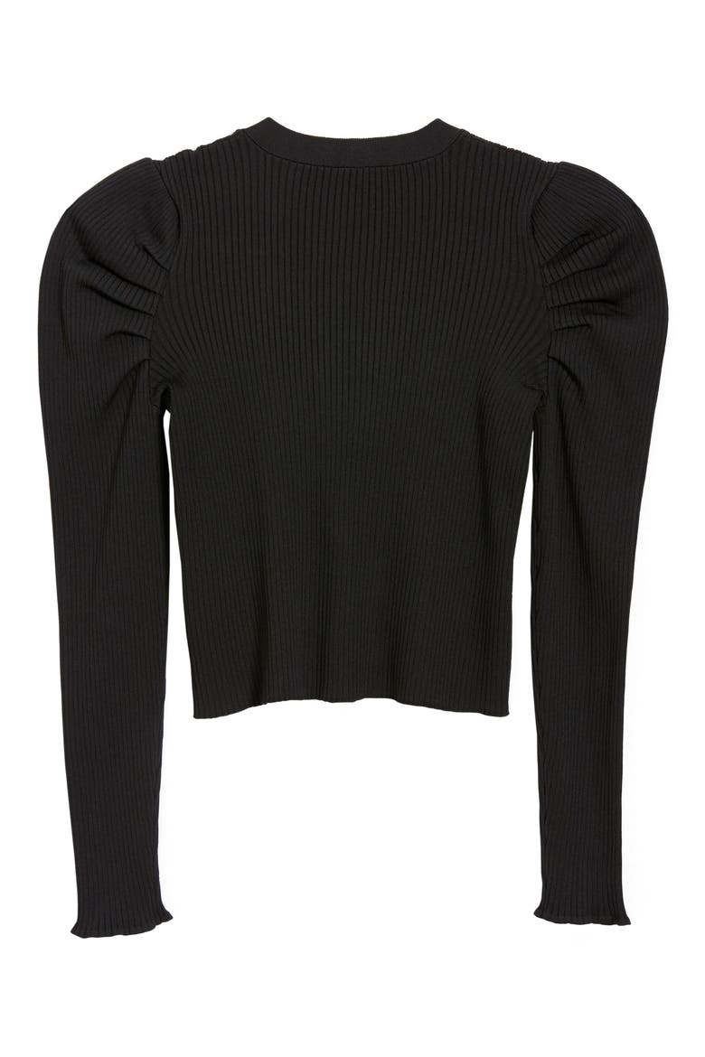 Puff Sleeve Cardigan, Alternate, color, BLACK