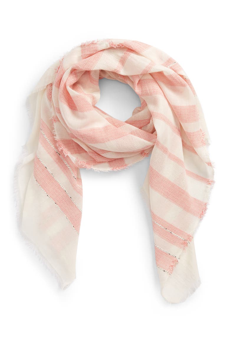 Stripe Scarf, Main, color, CORAL COMBO