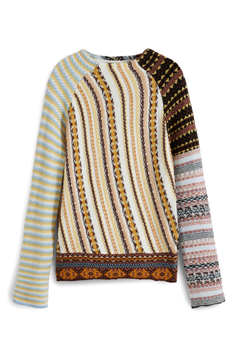 Pieced Mixed Stripe Sweater, Alternate, color, YELLOW SHADES