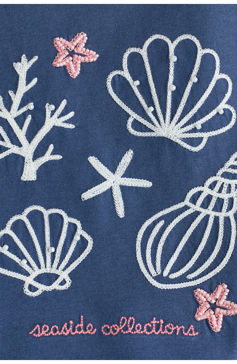 H&M Embellished T-shirt, Alternate, color, Dark Blue/Seashells