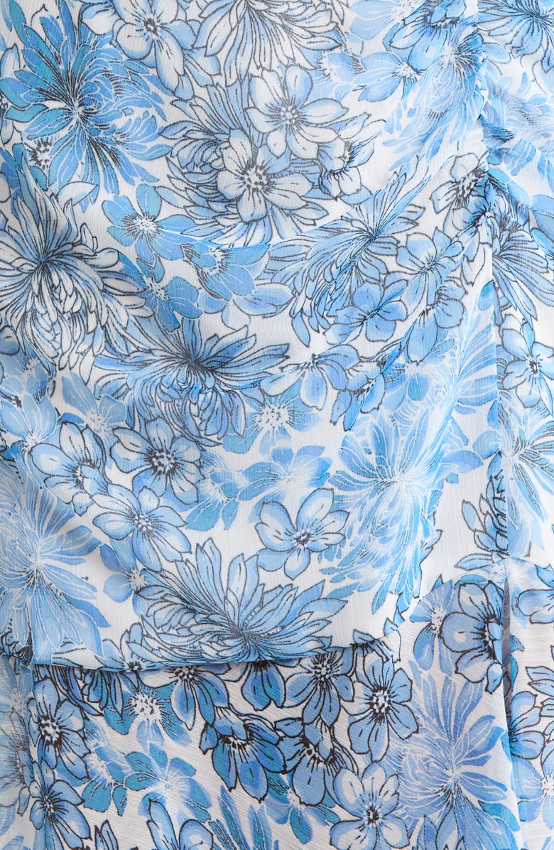 SUGARLIPS Tierra Floral Nadia Ruched Midi Dress, Alternate, color, Blues