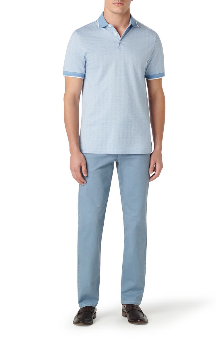 Bugatchi Geo Pattern Cotton & Lyocell Polo, Alternate, color, Air Blue