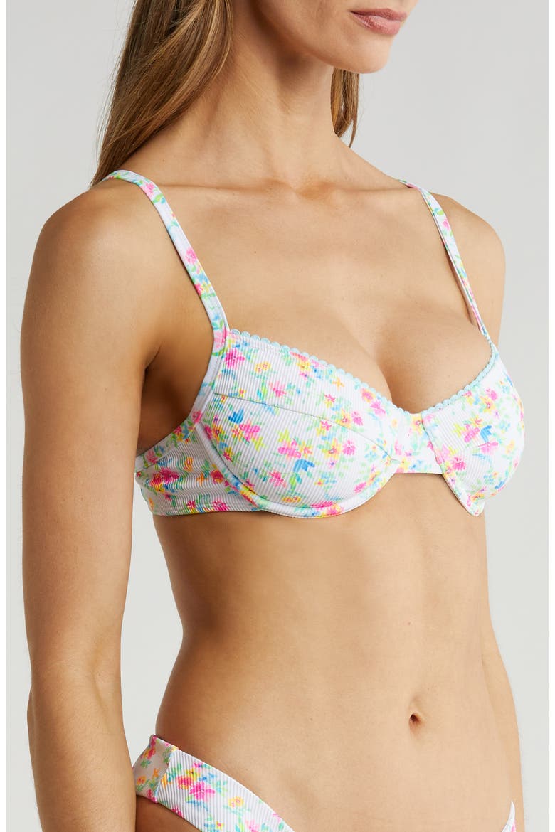 Ditzy Ribbed Underwire Bikini Top, Alternate, color, FOREVER FAIRYTALE