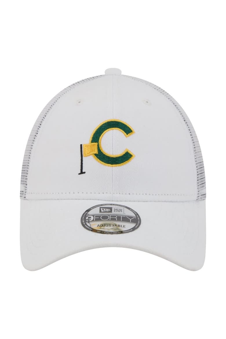 Men's New Era  White Chicago Cubs Flag 9FORTY Trucker Adjustable Hat, Alternate, color, White