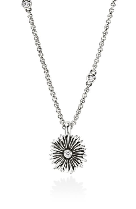 B&F x JH Wildflower Pendant Necklace, Sterling Silver, Lab Grown Diamond