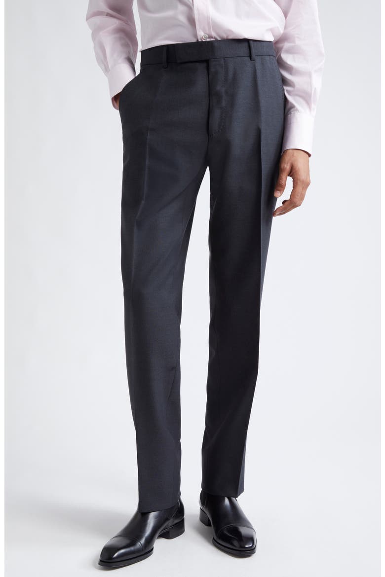 Shelton Mohair, Wool & Silk Trousers, Main, color, GREY MELANGE