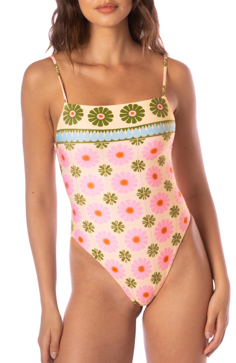 Maaji Briella Lace-Up Reversible One-Piece Swimsuit, Alternate, color, White