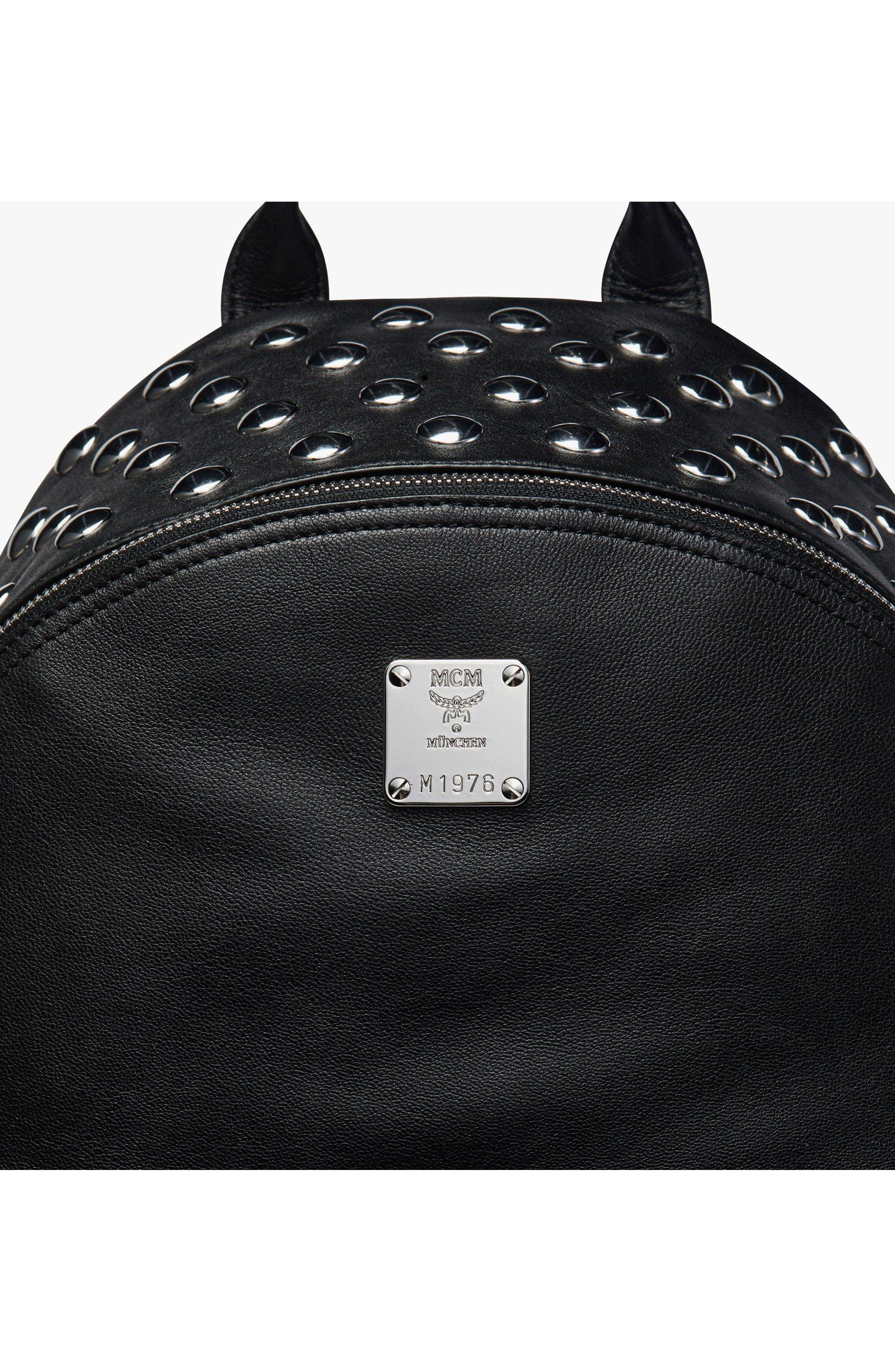 MCM Medium Stark Backpack in Galactic Gala Lamb Leather, Alternate, color, Black