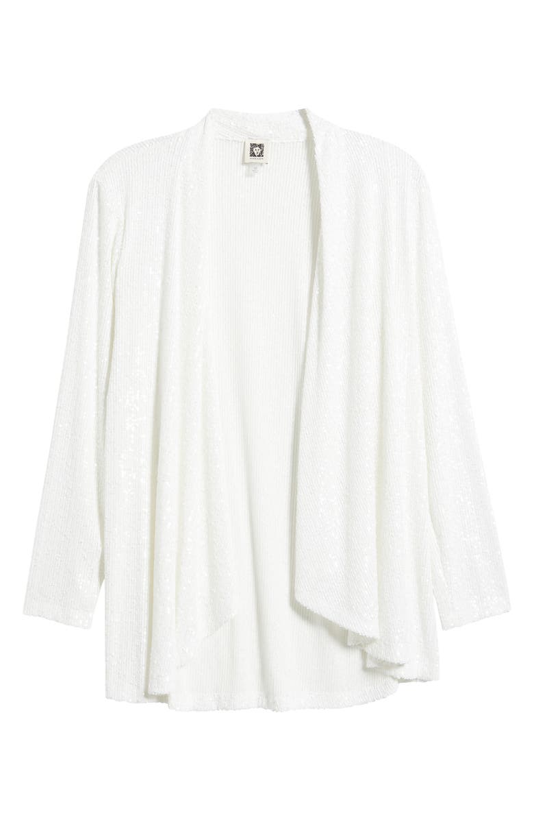 Anne Klein Sequin Draped Open Front Cardigan, Alternate, color,