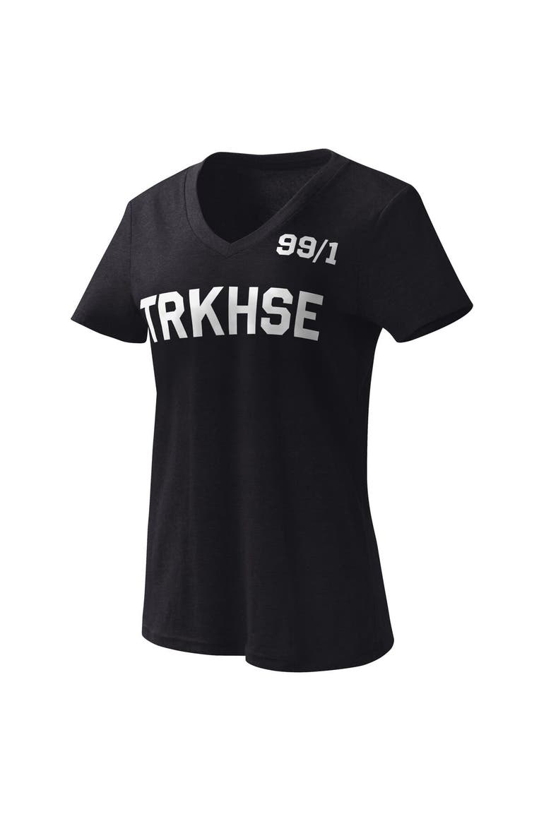 Women's G-III 4Her by Carl Banks Black TRACKHOUSE RACING Dream Team V-Neck T-Shirt, Main, color, Black