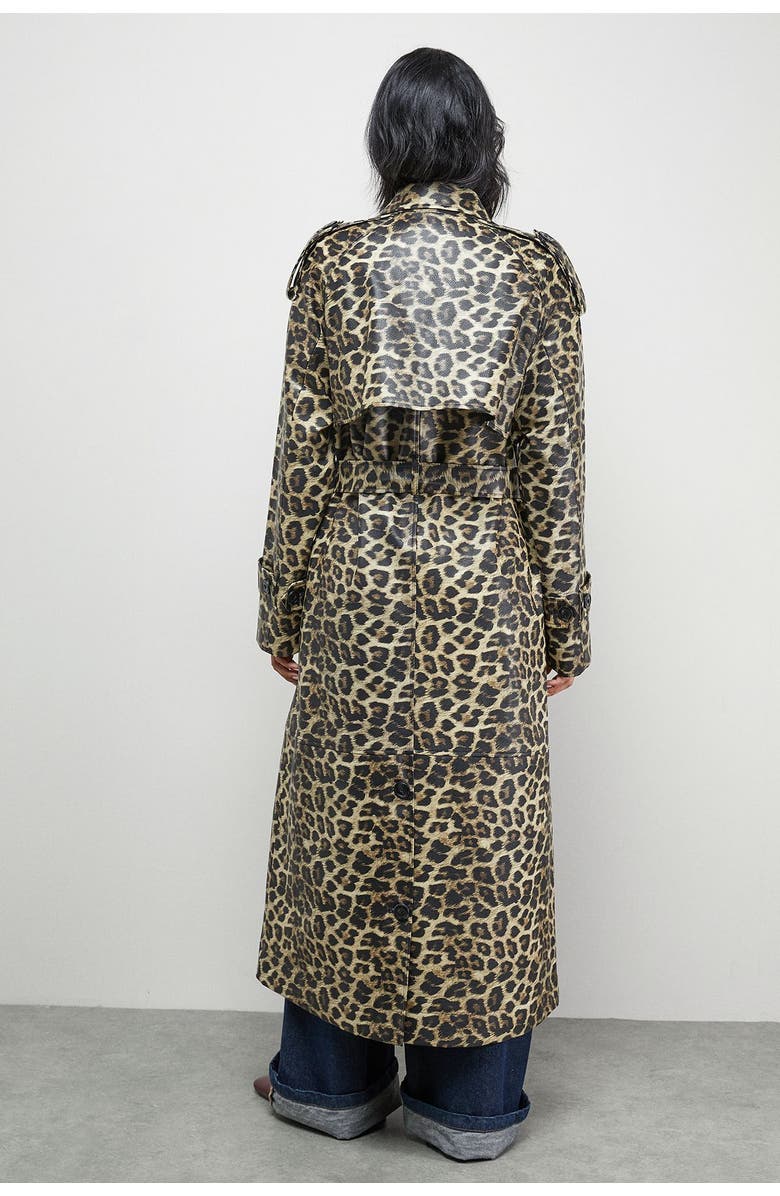 Warehouse Leopard Print Trench Coat, Alternate, color, Leopard
