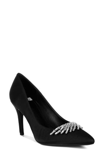 Rag & Co Rhodolia Diamente Brooch Pump In Black