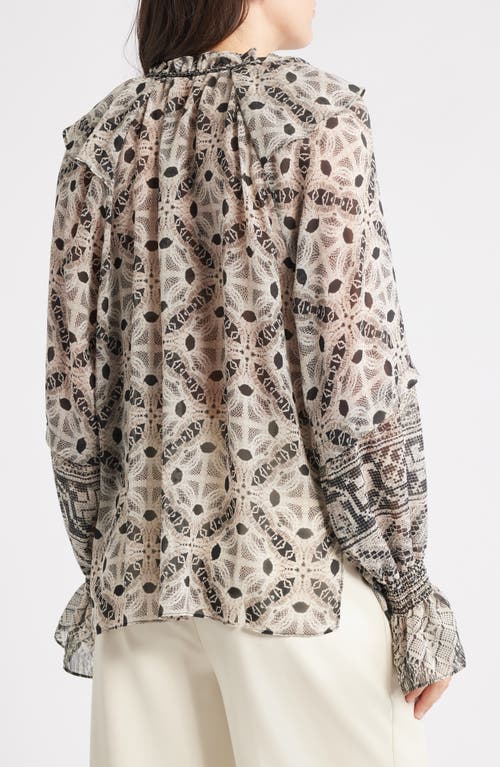 Kobi Halperin Eliza Batik Print Ruffle Top In Neutral