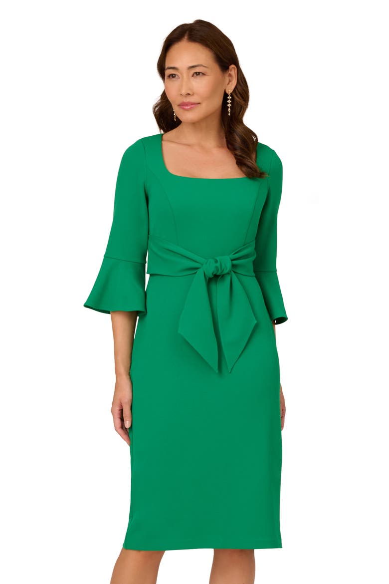 Tie Front Sheath Dress, Alternate, color, VIVID GREEN