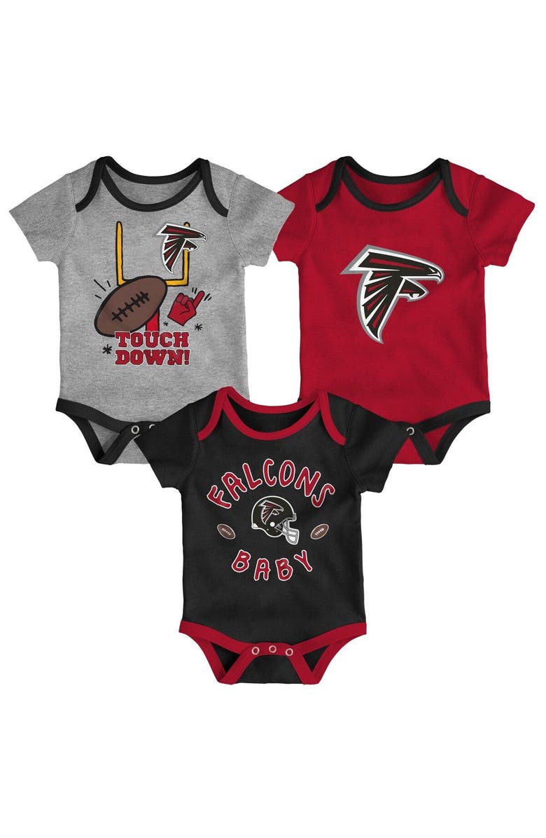 Outerstuff Infant Red/Black/Heathered Gray Atlanta Falcons Champ 3-Pack Bodysuit Set, Main, color, Red