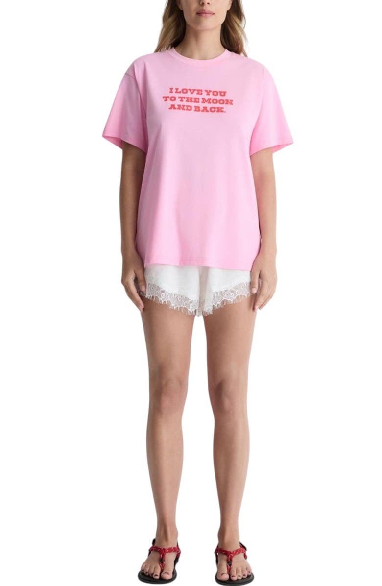Romy Love You To The Moon Back Tee, Main, color, Pink Print