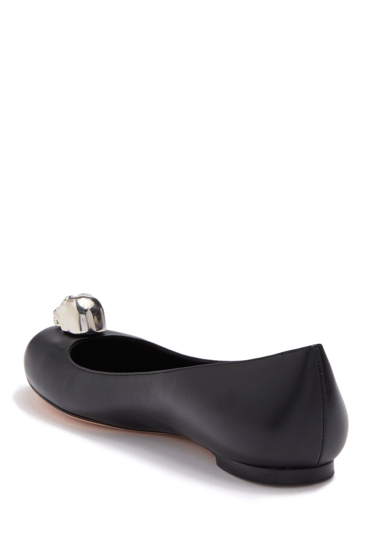 McQueen Skull Accent Leather Flat, Alternate, color, 