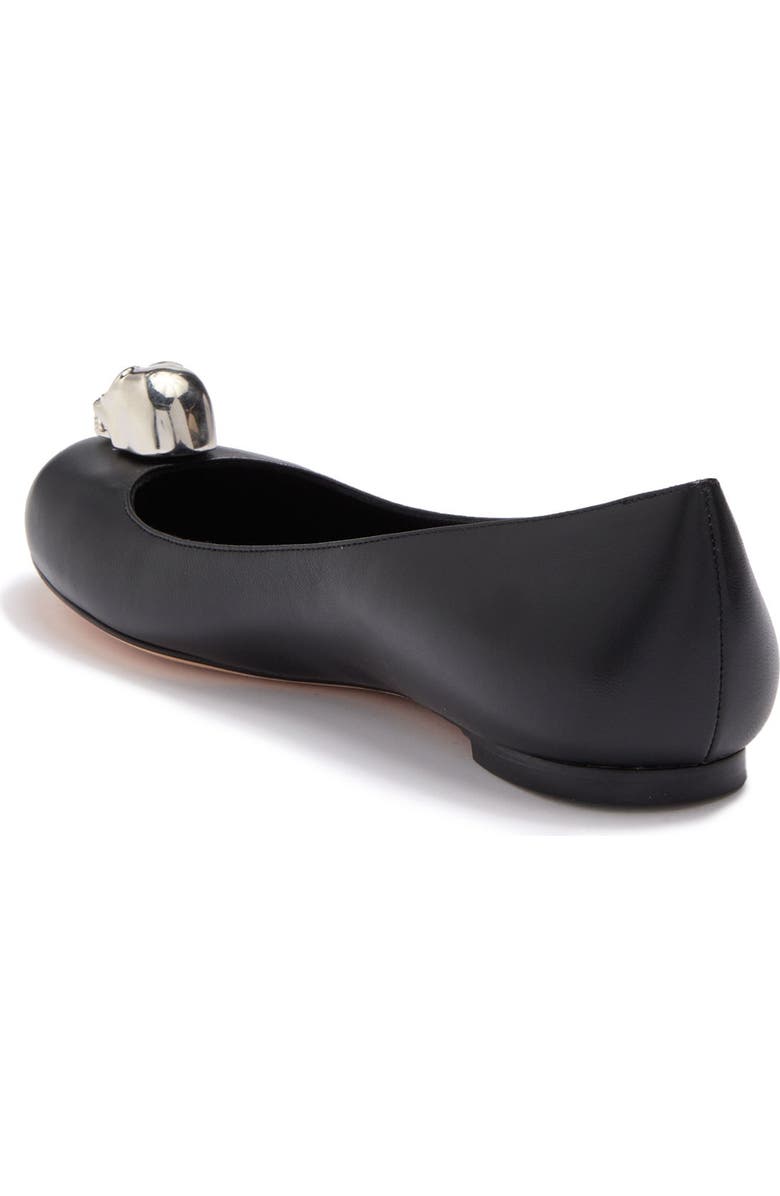McQueen Skull Accent Leather Flat, Alternate, color,
