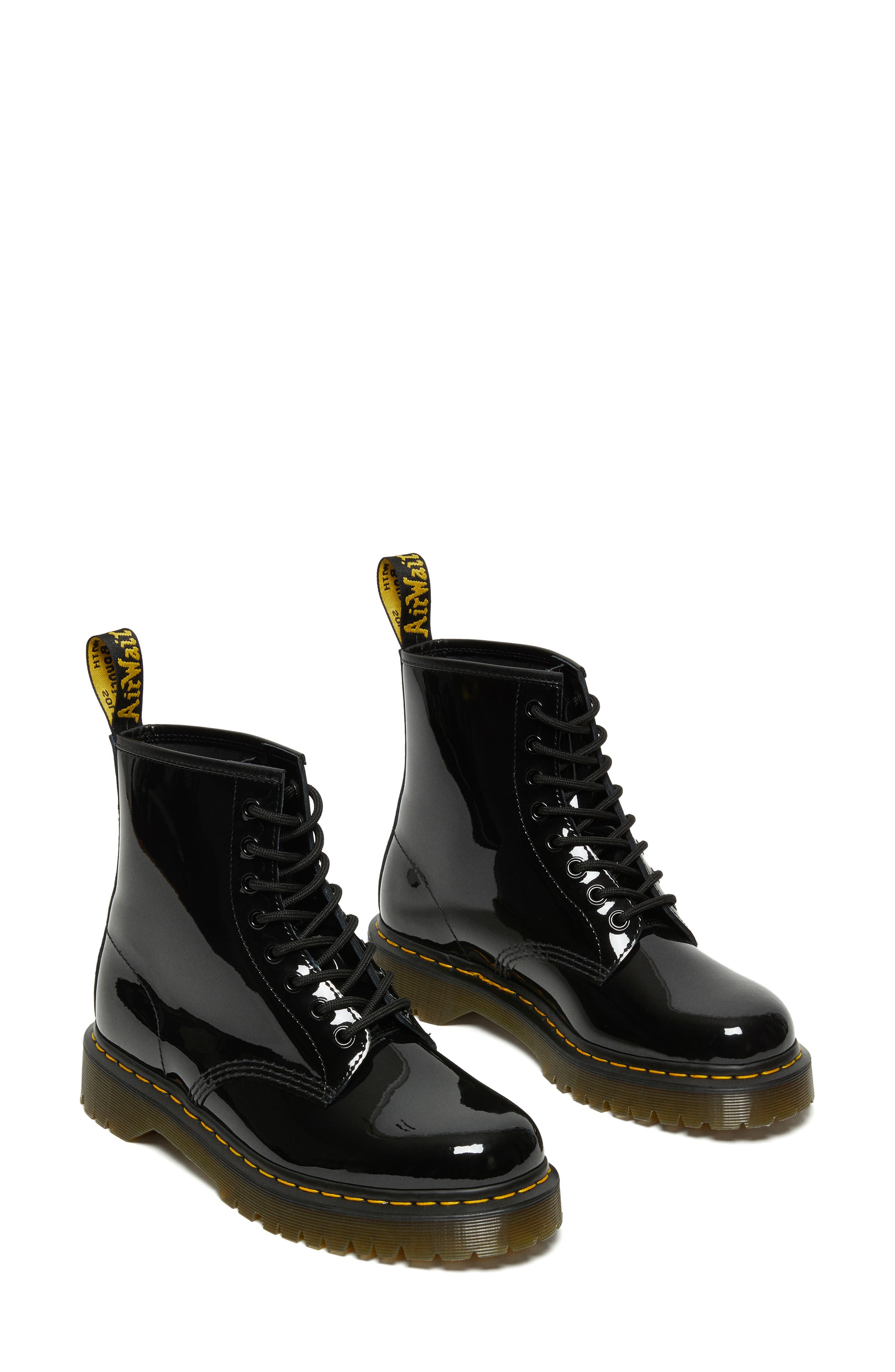 1460 Bex Lug Sole Patent Platform Boot, Alternate, color, BLACK