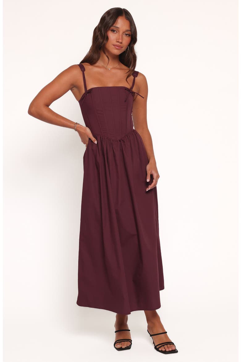 Zenobia Corset Midi Dress, Alternate, color, CHERRY