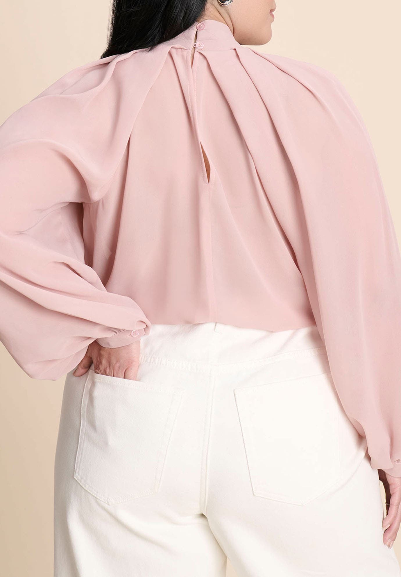Draped Sleeve Chiffon Top
