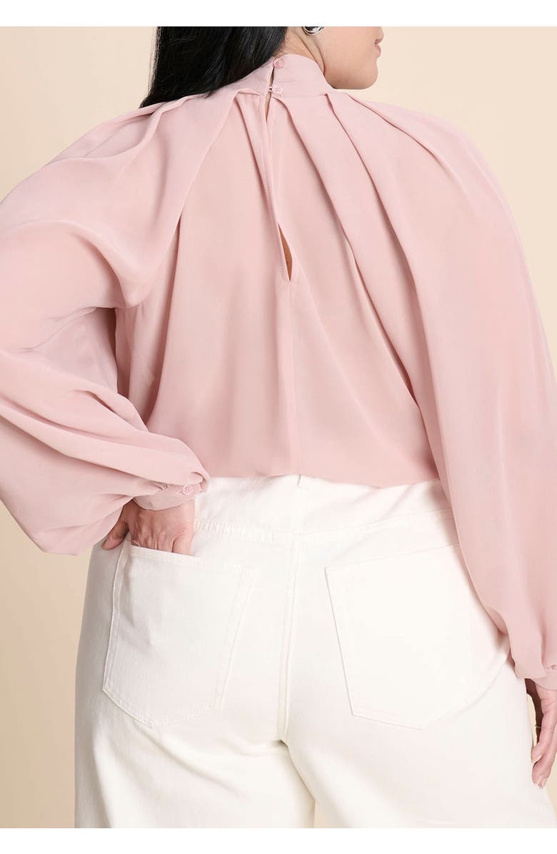 ELOQUII Draped Sleeve Chiffon Top, Main, color, Pinkish Petals
