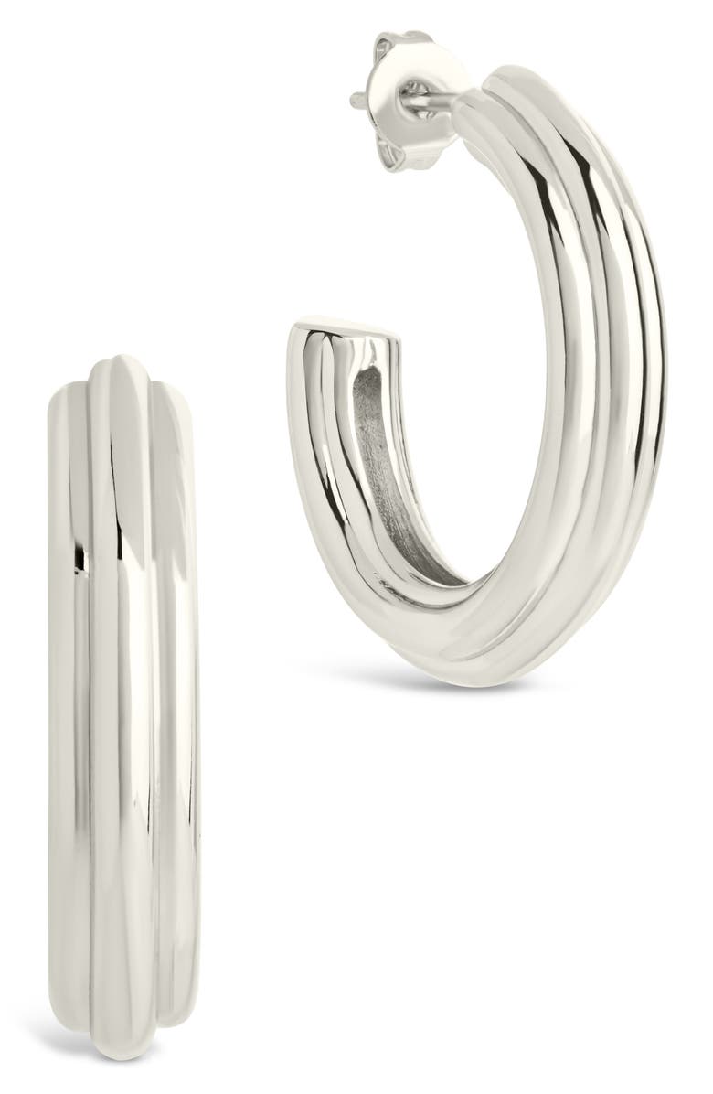 Sterling Forever Allistar Triple Row Tube Hoop Earrings, Main, color, Silver