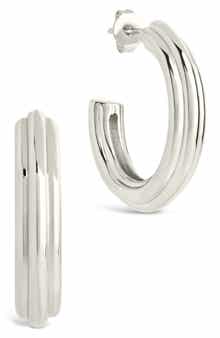 Sterling Forever Allistar Triple Row Tube Hoop Earrings
