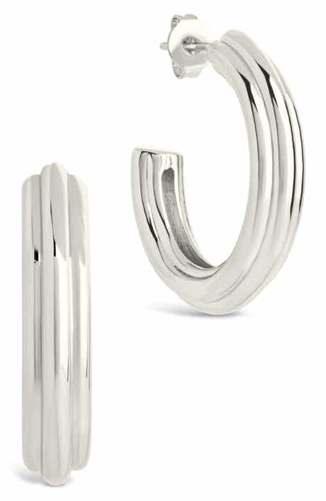 Sterling Forever Allistar Triple Row Tube Hoop Earrings