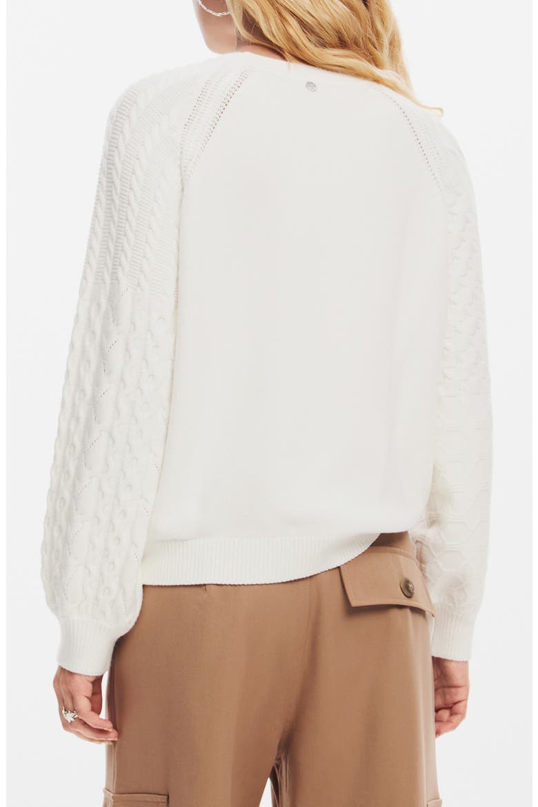Regina Cable Stitch Sleeve Sweater, Alternate, color, WHITE