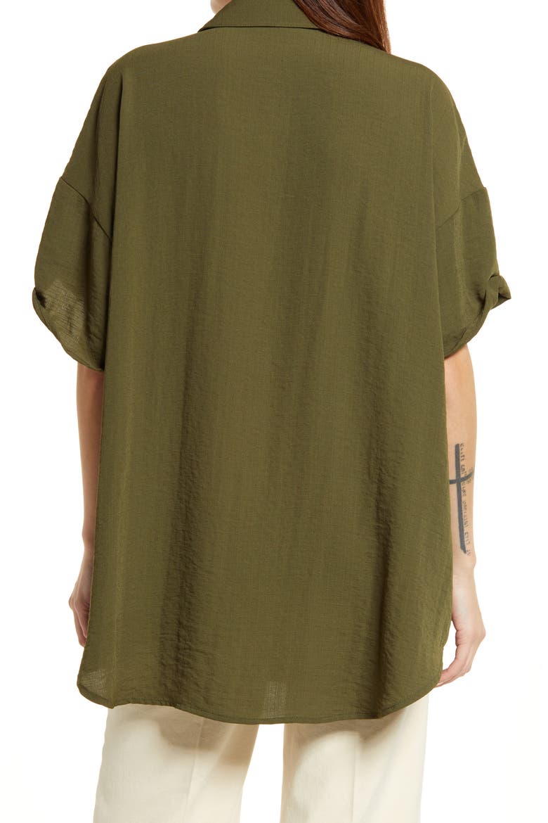 Oversize Short Sleeve Tunic, Alternate, color, OLIVE NIGHT