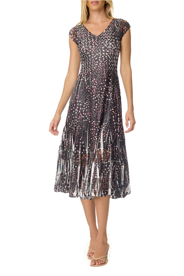 Ditsy Floral Dress with Cap Sleeves, Main, color, Leaf Spray