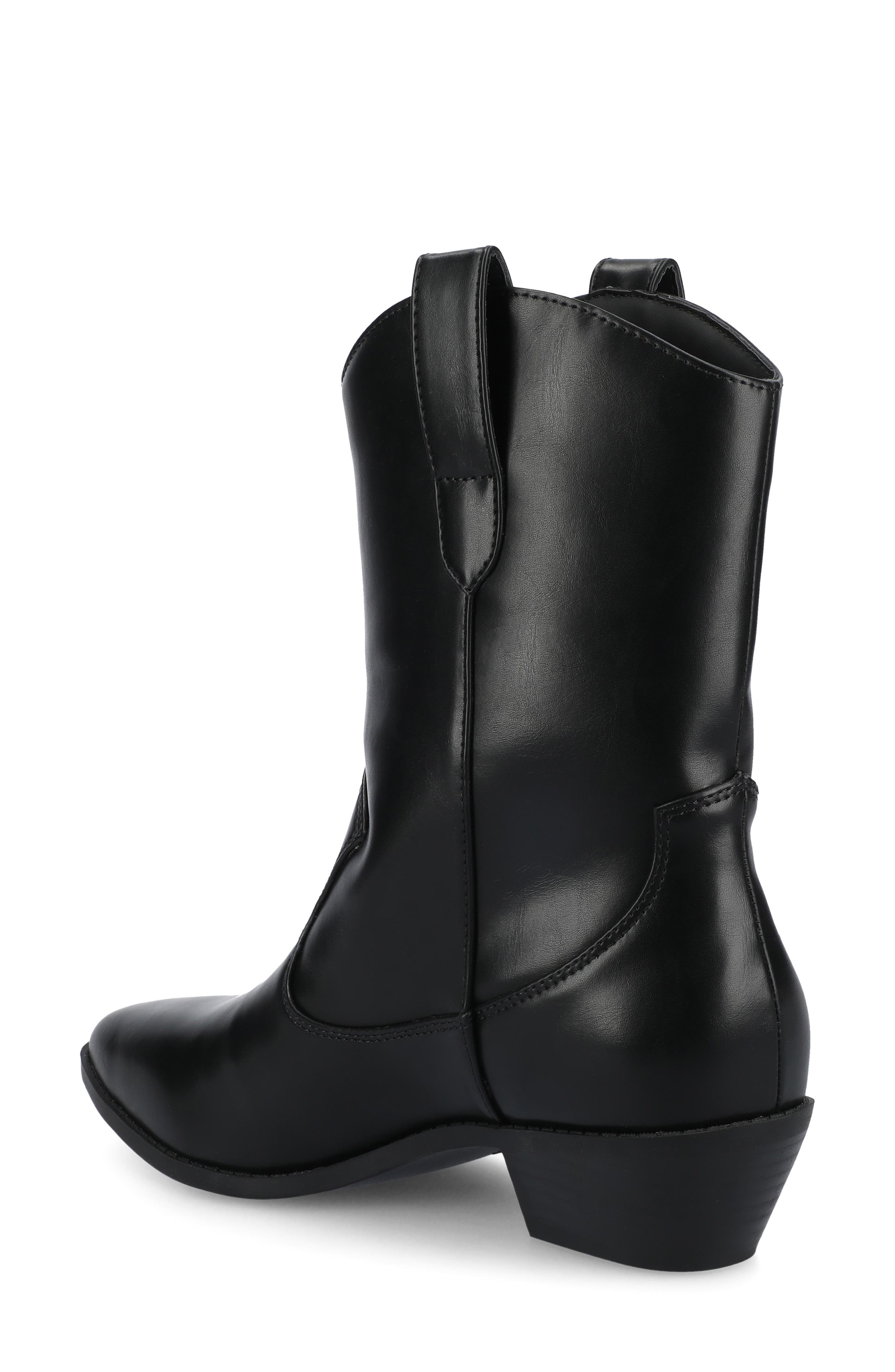 Journee Collection Fritzie Western Ankle Boot, Alternate, color, Black