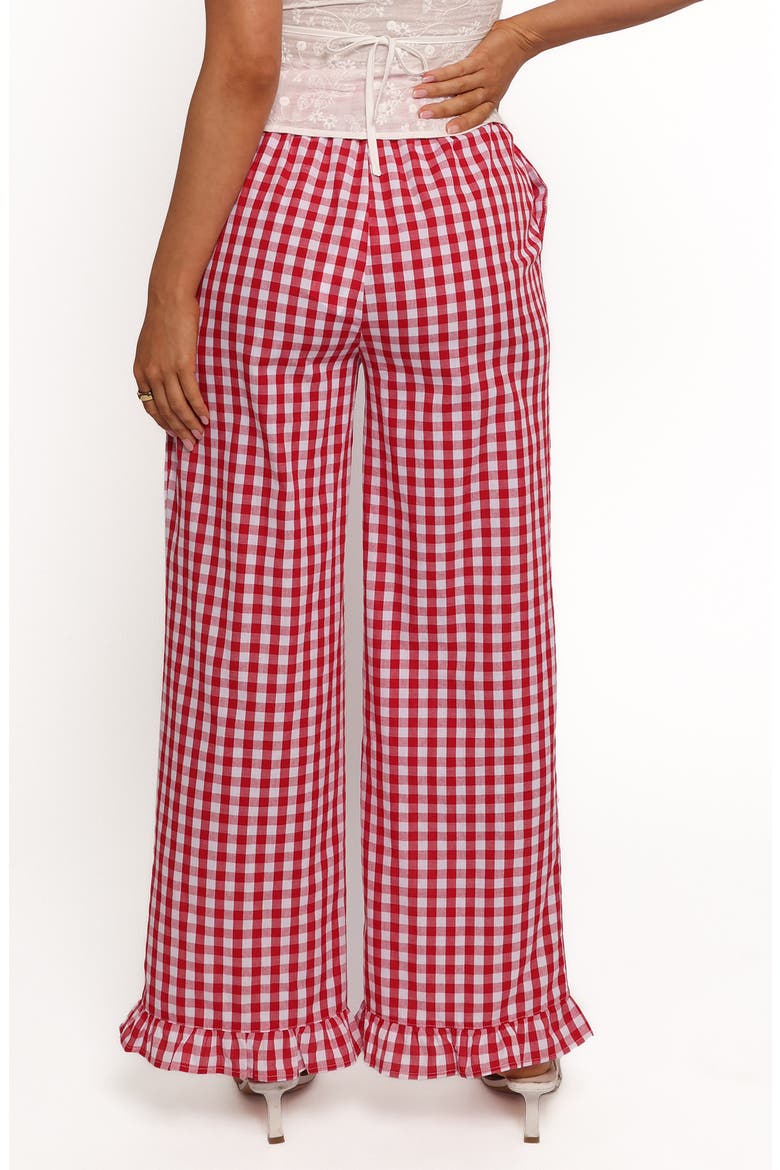 Marina Gingham Ruffle Hem Cotton Pants, Alternate, color, RED GINGHAM