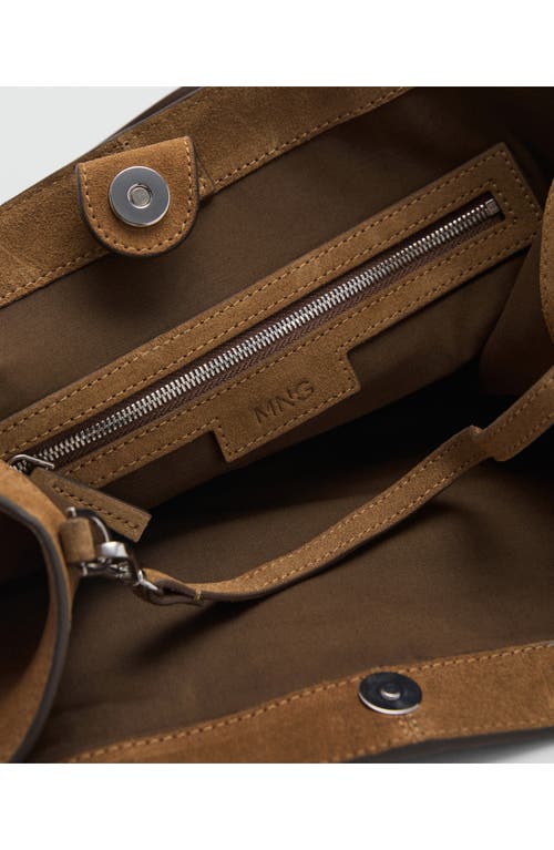 Mango Leather Shopper Bag In Tobacco Brown